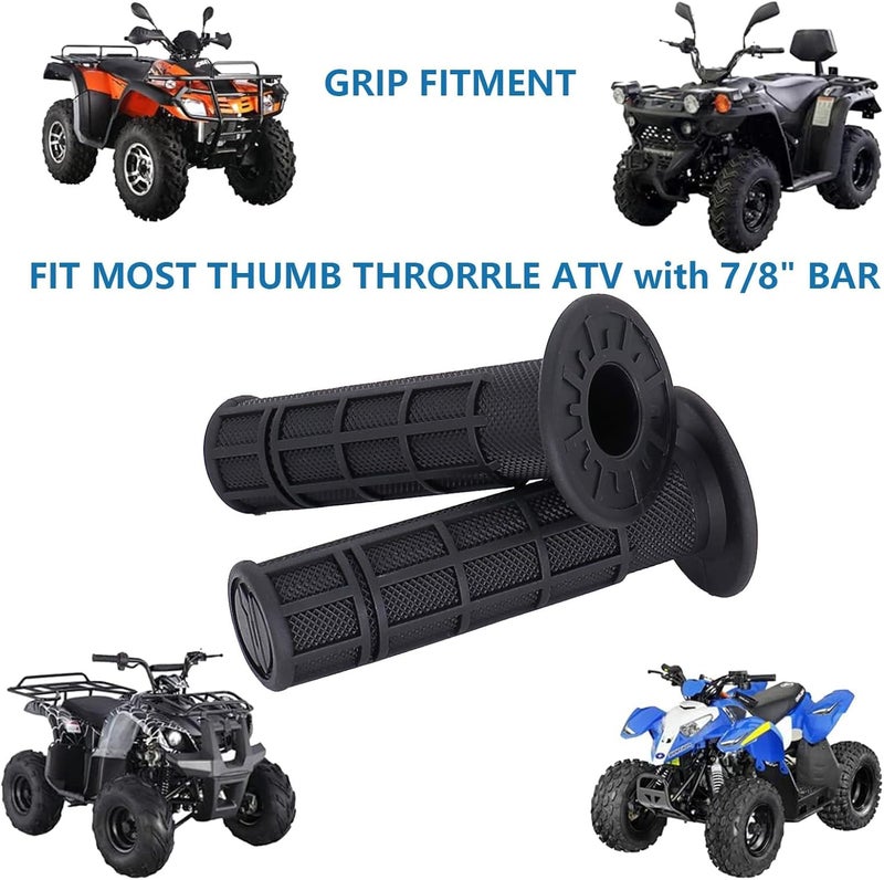 CDZWJ ATV Hand Grips 7/8" Soft Rubber Grip Compatible with ATV Arctic Cat Suzuki Yamaha Kawasaki Honda 400ex -Black - Image 2